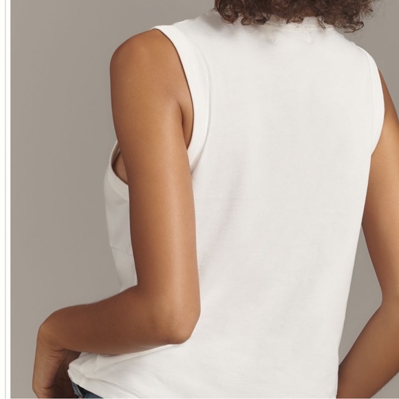 NWOT Anthropologie White Ruched Tank Top - Picture 2 of 3